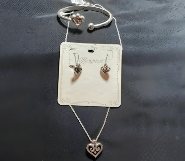 Brighton Alcazar Heart Necklace, Matching Earrings and Bracelet. (All brand new)